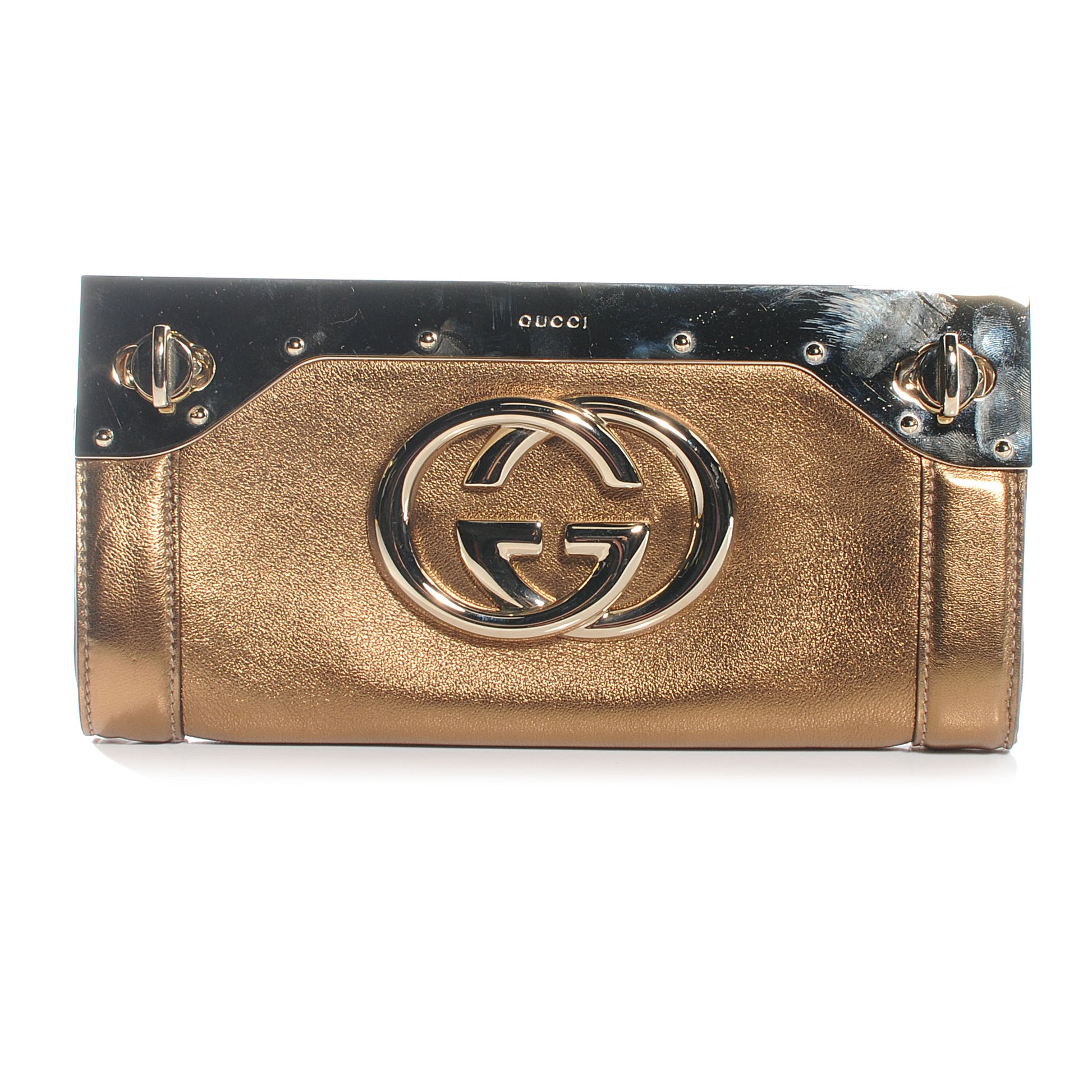 Gucci Metallic Calfskin Britt Clutch Bronze 1 of 7