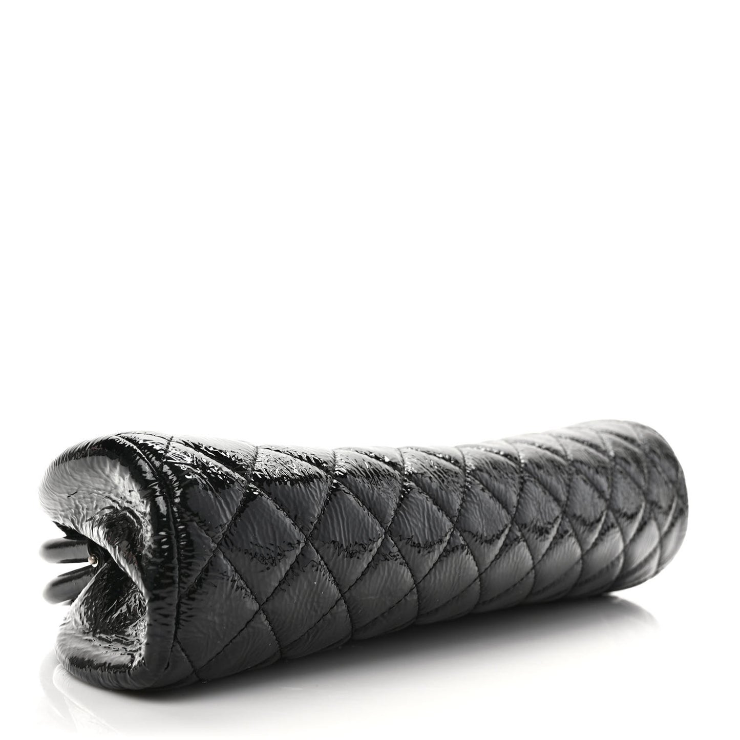 Distressed Patent Quilted Timeless Clutch Black