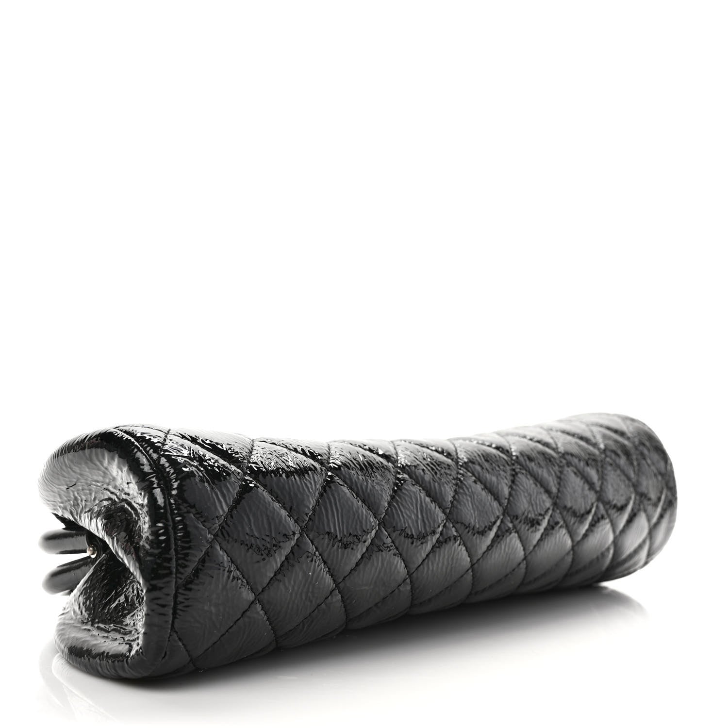 Chanel Distressed Patent Quilted Timeless Clutch Black 4 of 6
