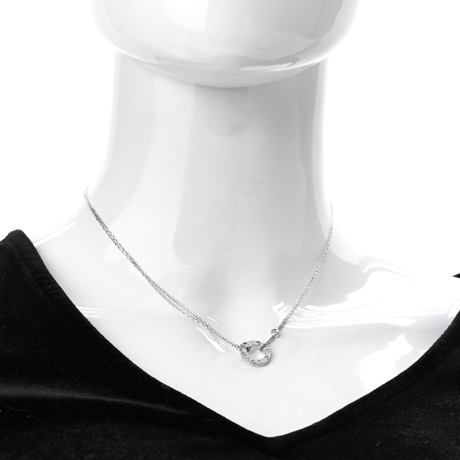 Cartier 18K White Gold 2 Diamond LOVE Necklace 2 of 7