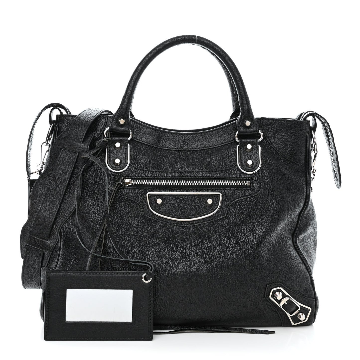 Chevre Silver Metallic Edge Hardware Velo Black