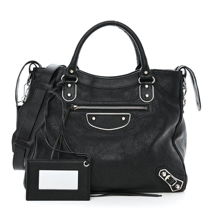 Balenciaga Chevre Silver Metallic Edge Hardware Velo Black 1 of 10