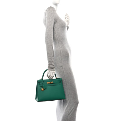 Hermes Epsom Kelly Sellier 28 Vert Vertigo 2 of 10