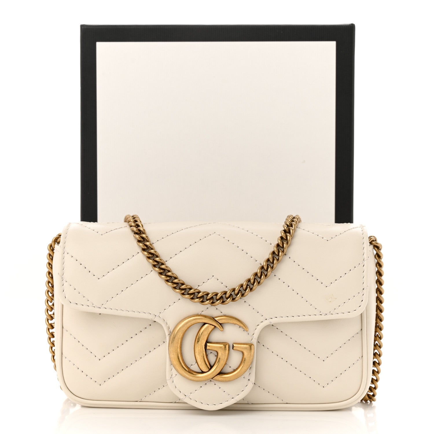 Gucci Calfskin Matelasse Super Mini GG Marmont Shoulder Bag White 12 of 12