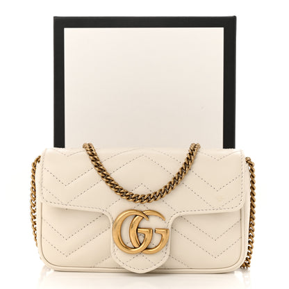 Gucci Calfskin Matelasse Super Mini GG Marmont Shoulder Bag White 12 of 12