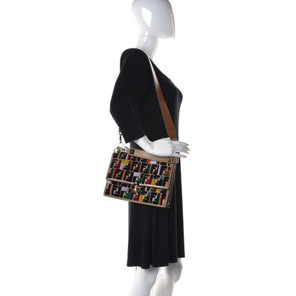 Fendi Vitello Liberty Velvet FF Multicolor Kan I Shoulder Bag Multicolor Cuoio 2 of 11