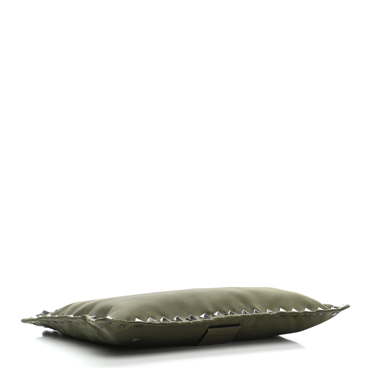 Nylon Rockstud Zip Pouch Army Green