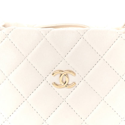 Chanel Lambskin Quilted Chain Around Pouch Hobo White 8 of 10
