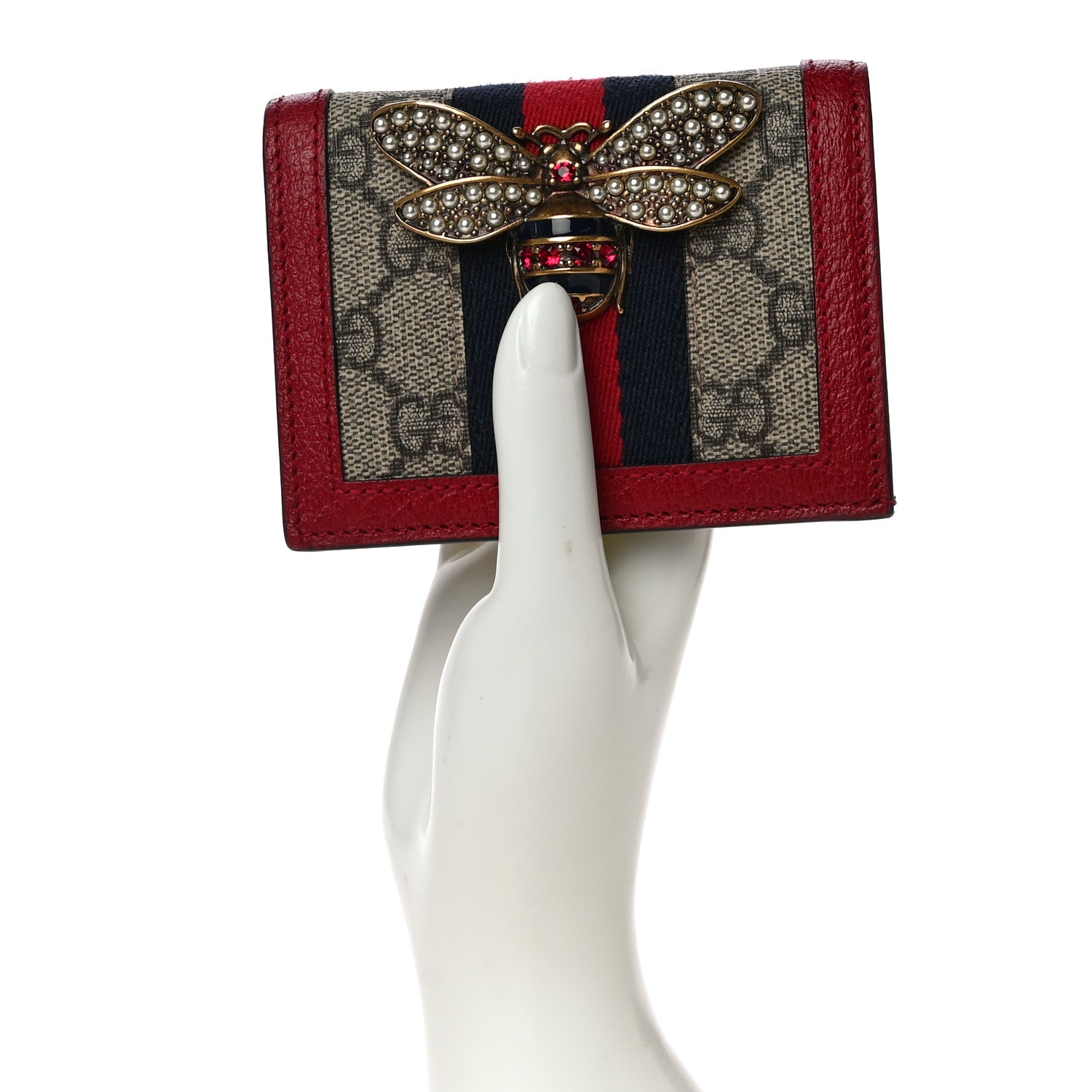 Gucci GG Supreme Monogram Queen Margaret Card Case Red 2 of 11
