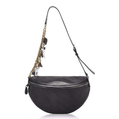 Balenciaga Canvas Jacquard Diagonal Allover Logo XS Souvenir Belt Bag Black 1 of 7