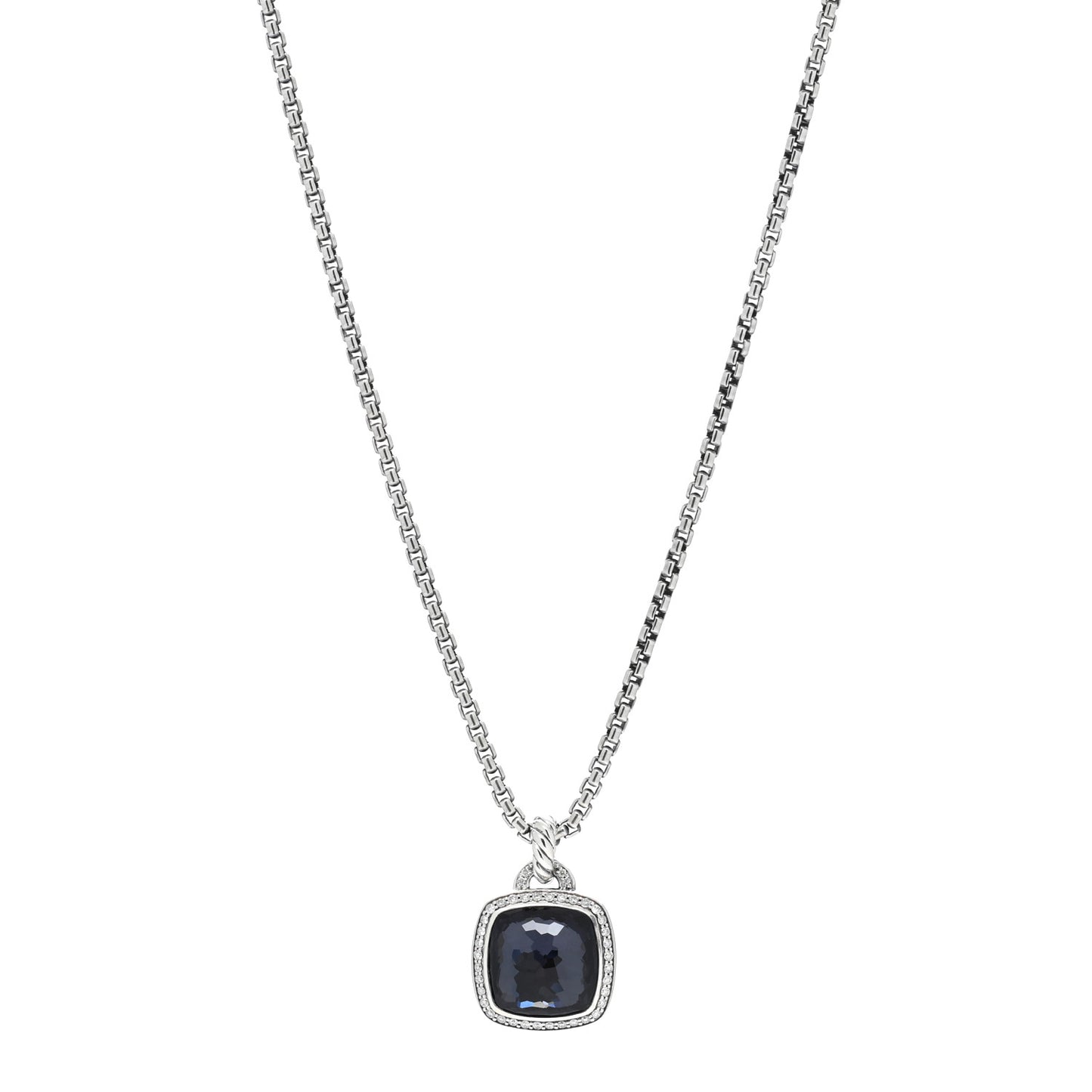 Sterling Silver 14K Yellow Gold Diamond Black Orchid 14mm Albion Pendant Necklace