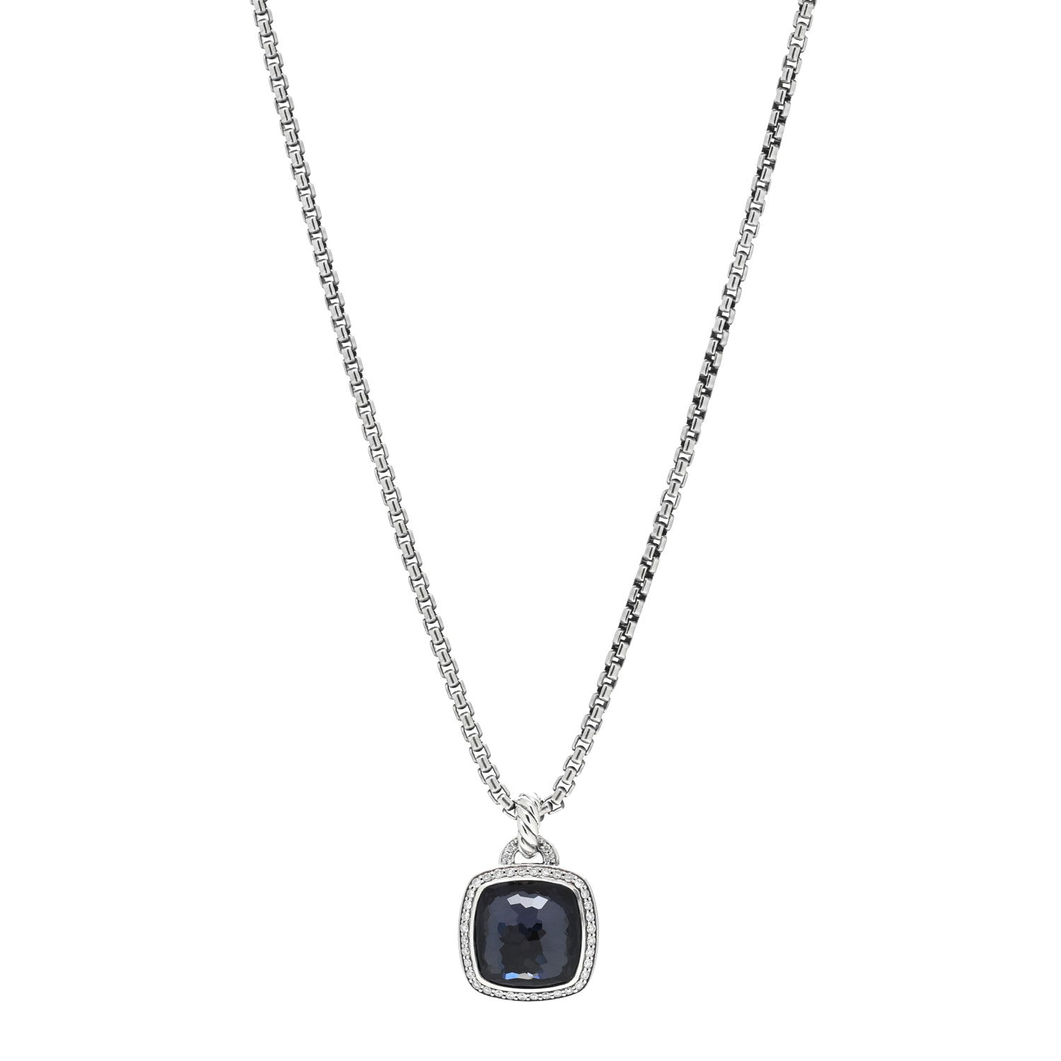 David Yurman Sterling Silver 14K Yellow Gold Diamond Black Orchid 14mm Albion Pendant Necklace 1 of 5