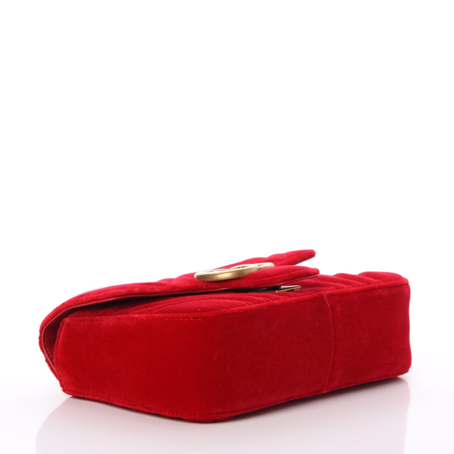 Velvet Matelasse Mini GG Marmont Shoulder Bag Hibiscus Red