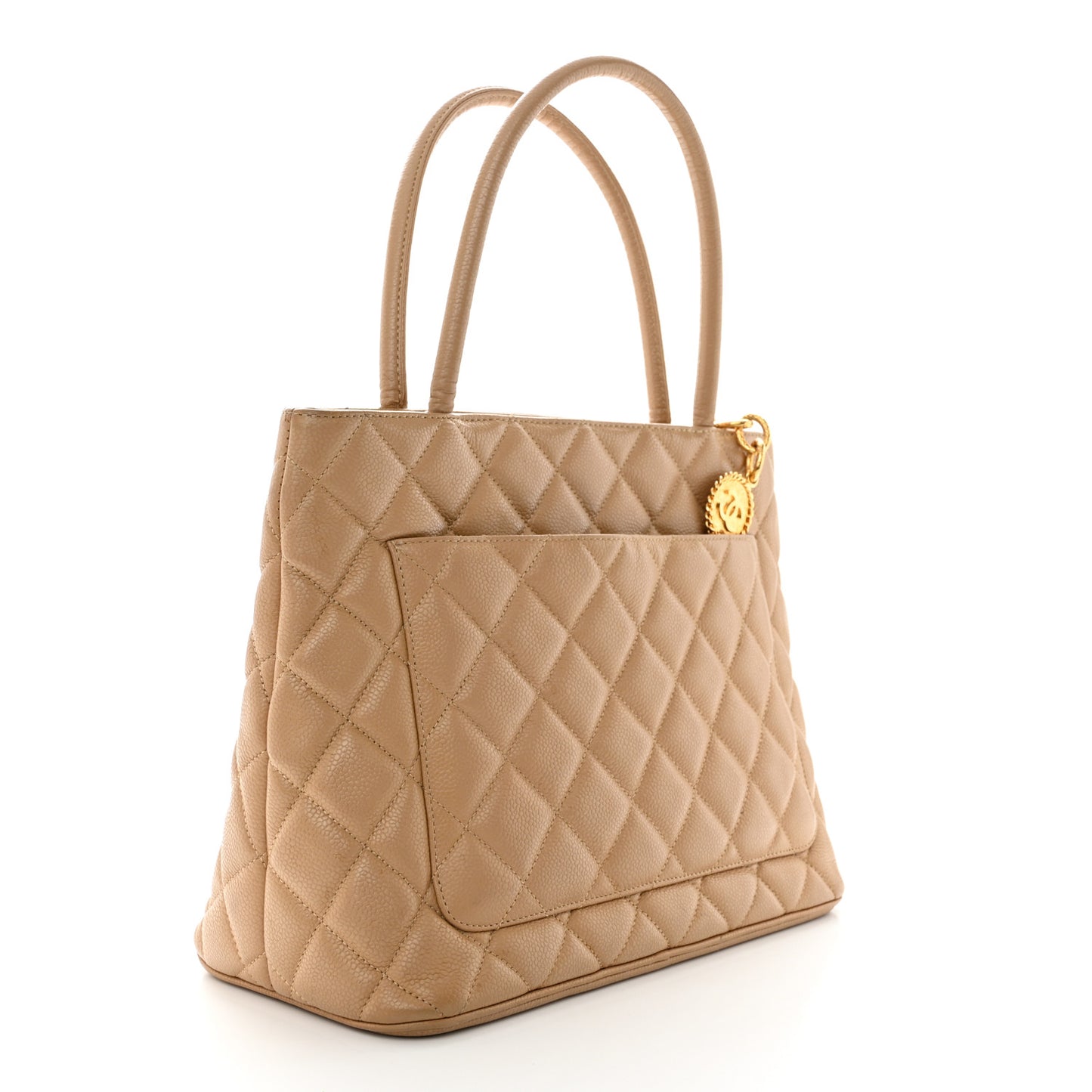 Caviar Quilted Medallion Tote Beige