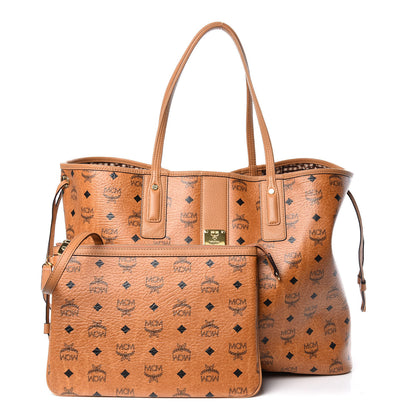 MCM Visetos Large Liz Reversible Shopper Tote Cognac 1 of 12
