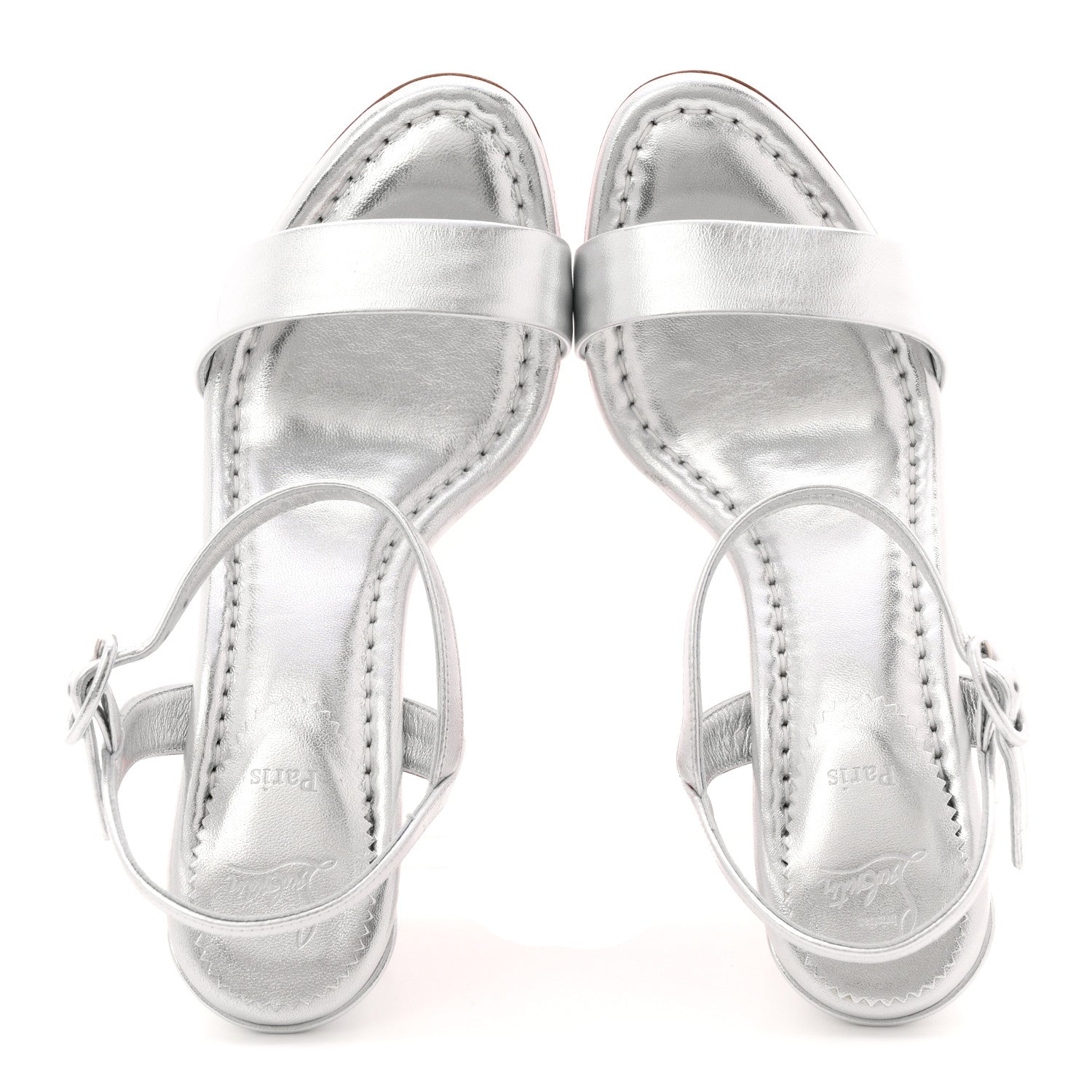 Christian Louboutin Nappa Laminata Miss Jane 85 Sandal Pumps 36.5 Silver 2 of 8