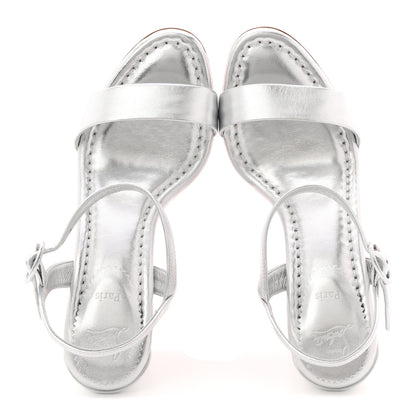 Christian Louboutin Nappa Laminata Miss Jane 85 Sandal Pumps 36.5 Silver 2 of 8