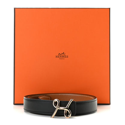 Hermes Swift Epsom 24mm H Cursives Belt 80 Black Gold 5 of 5