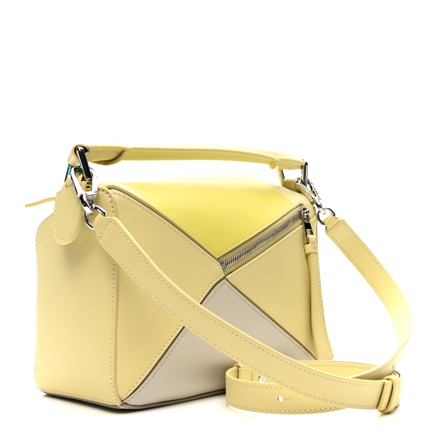 ゆな LOEWE ナッパアイレ イエローとベージュのバッグ 限定カラー Loewe X ALBERS Nappa Calfskin Small Puzzle Bag Pale Grey Light