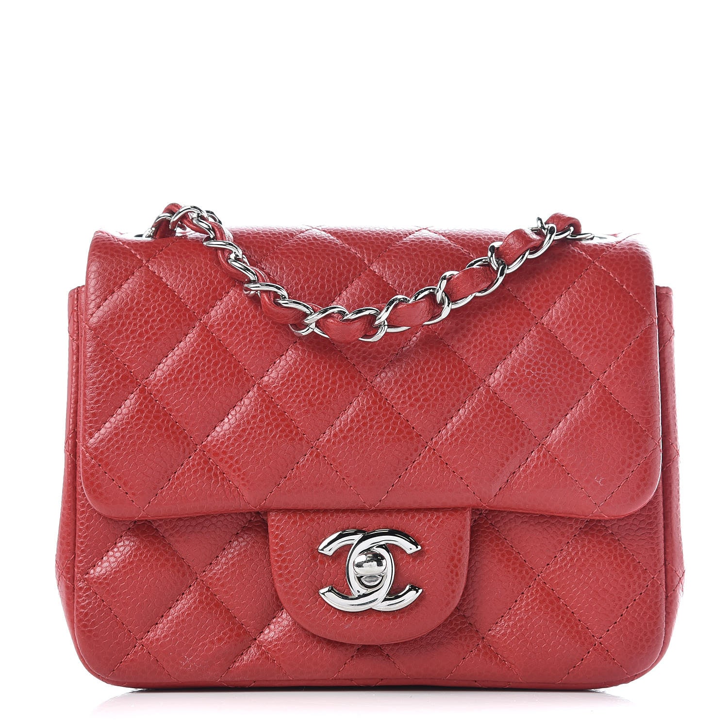 Chanel Caviar Quilted Mini Square Flap Red 1 of 9