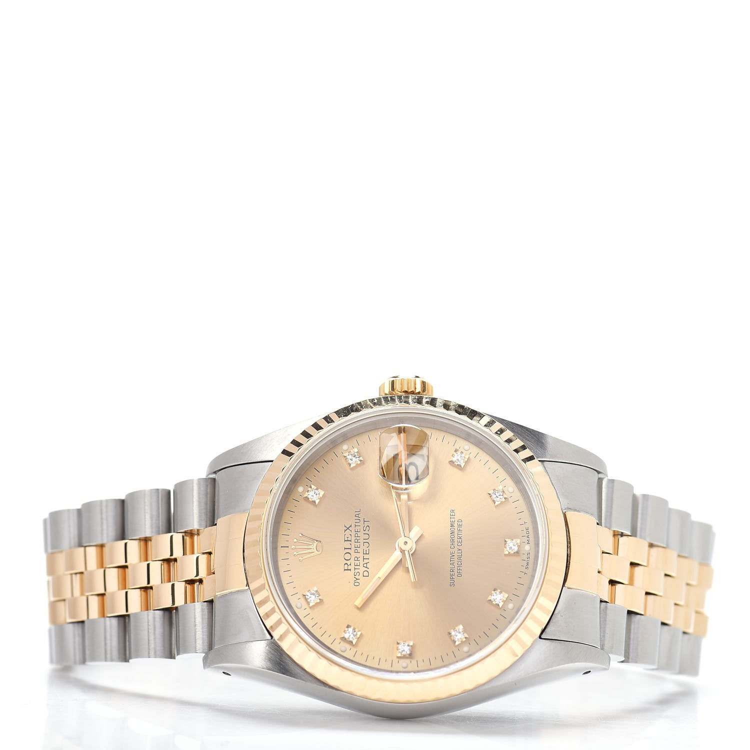 Rolex Stainless Steel 18K Yellow Gold Diamond 36mm Oyster Perpetual Datejust Watch Champagne 16233 2 of 4