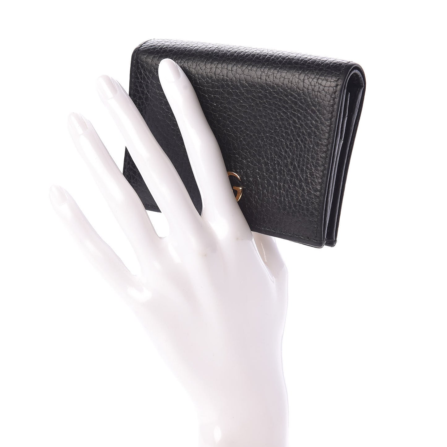Pebbled Calfskin GG Marmont Card Case Black