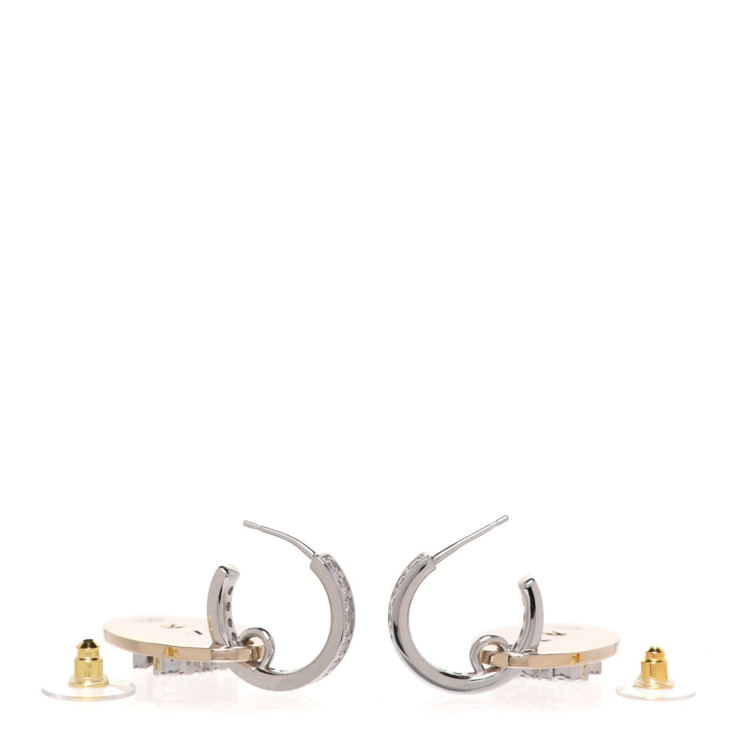 Crystal CC Tag Drop Earrings Gold