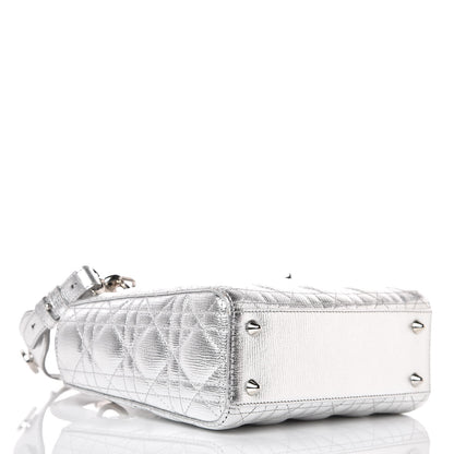 Christian Dior Metallic Grained Calfskin Cannage Small Lucky Badges My Lady Dior Silver 4 of 10
