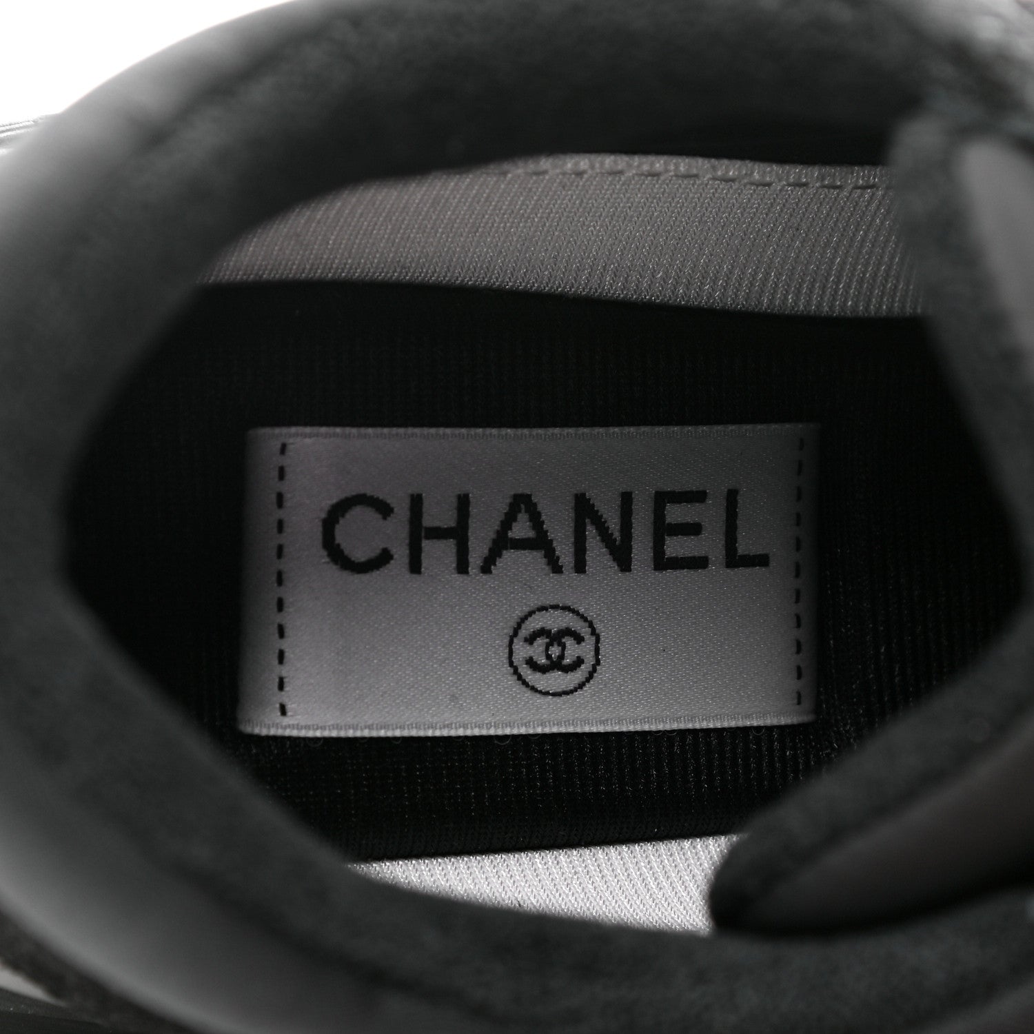 Chanel Nylon Calfskin Suede CC Sneakers 36 Black 7 of 8