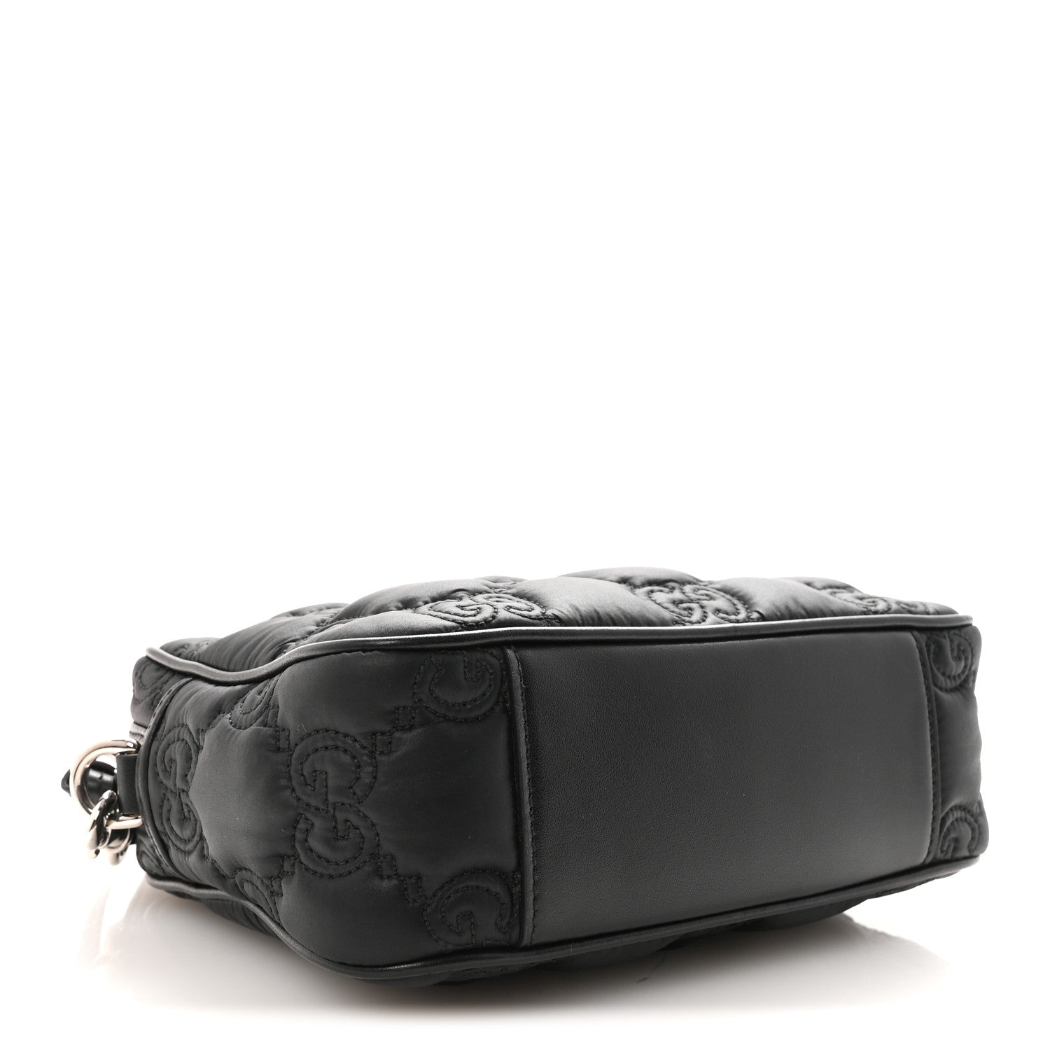 Gucci Nylon Calfskin Enamel GG Matelasse Shoulder Bag Black 4 of 9