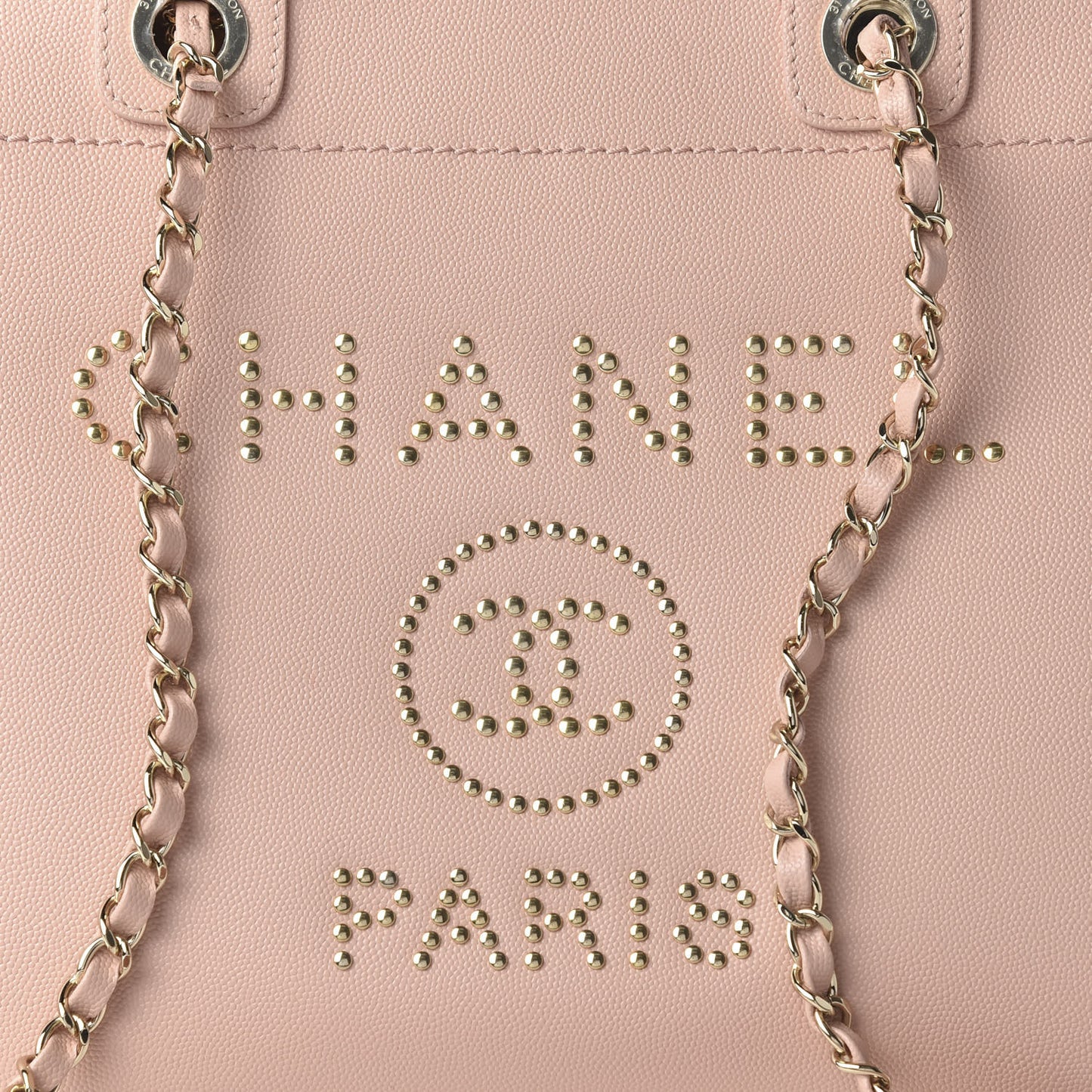 Caviar Small Studded Deauville Tote Light Pink