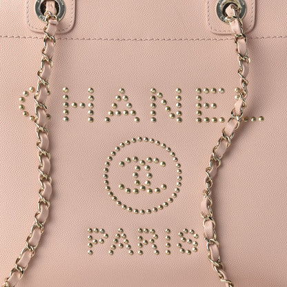 Chanel Caviar Small Studded Deauville Tote Light Pink 11 of 11