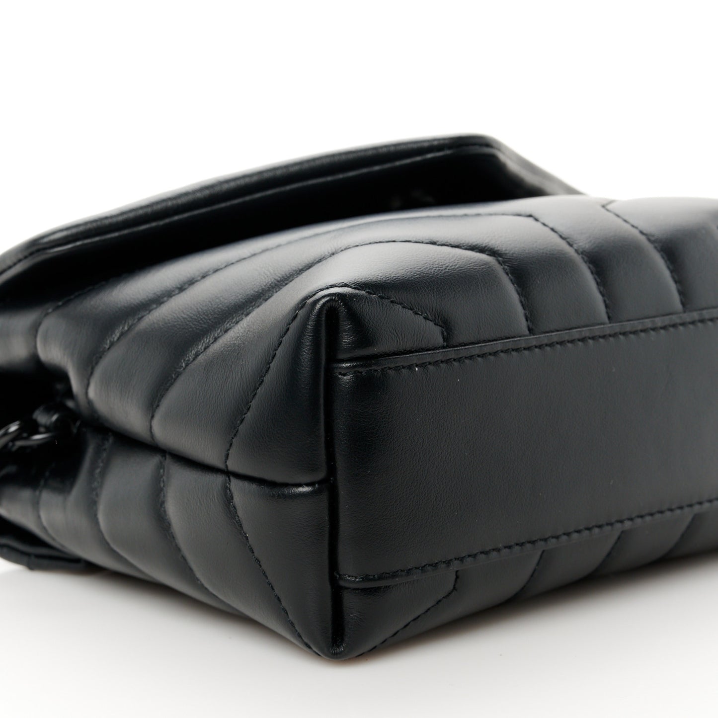 Calfskin Y Quilted Monogram Monochrome Toy Loulou Crossbody Bag Black
