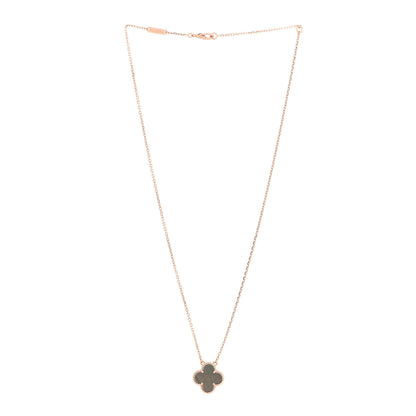 Van Cleef & Arpels 18K Rose Gold Gray Mother of Pearl Vintage Alhambra Pendant Necklace 3 of 6