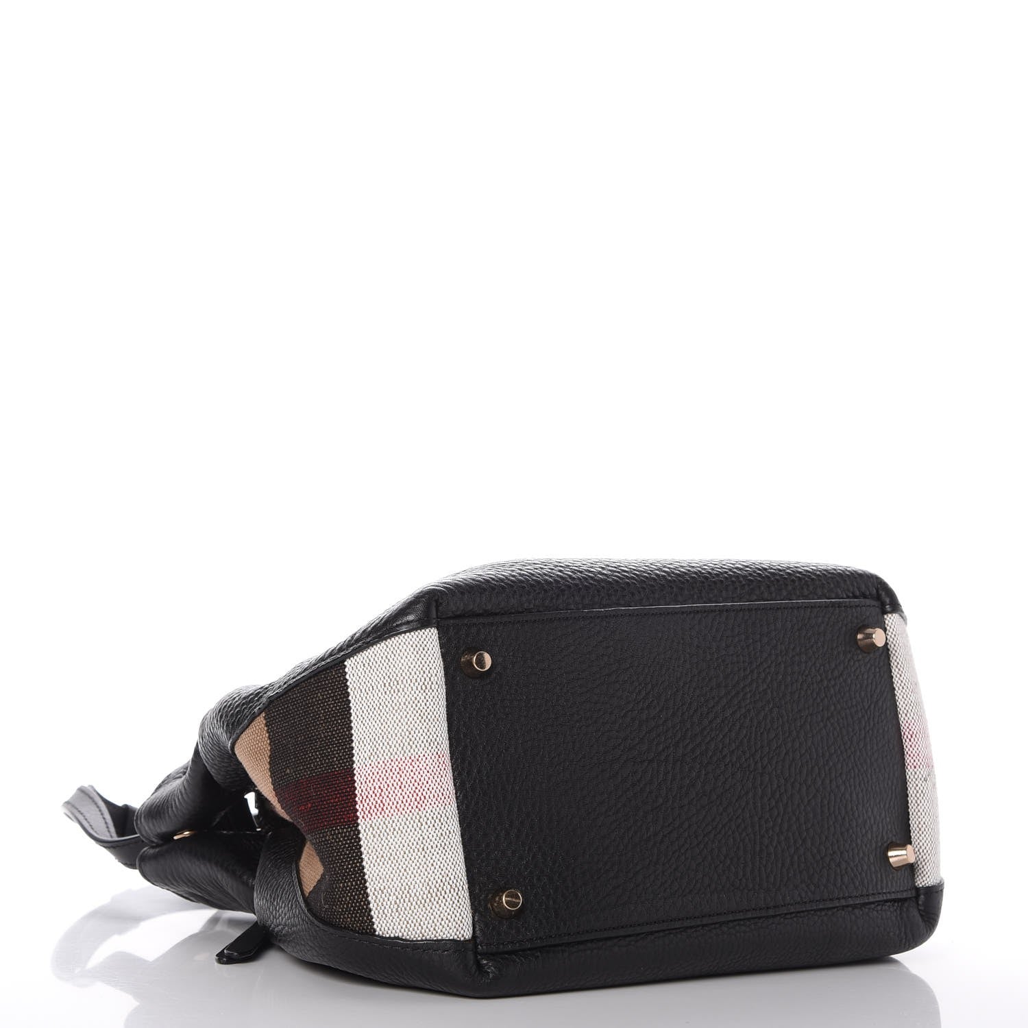 Burberry Grainy Calfskin House Check Small Maidstone Black 4 of 7