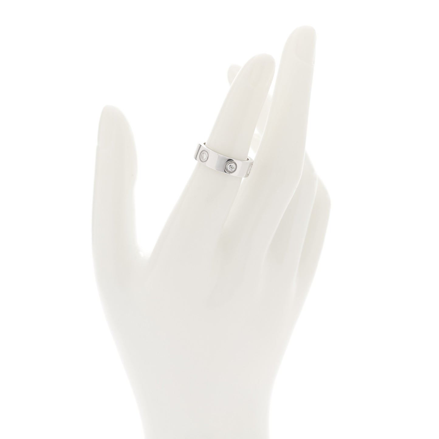 18K White Gold 6 Diamond 5.5mm LOVE Ring 49 5