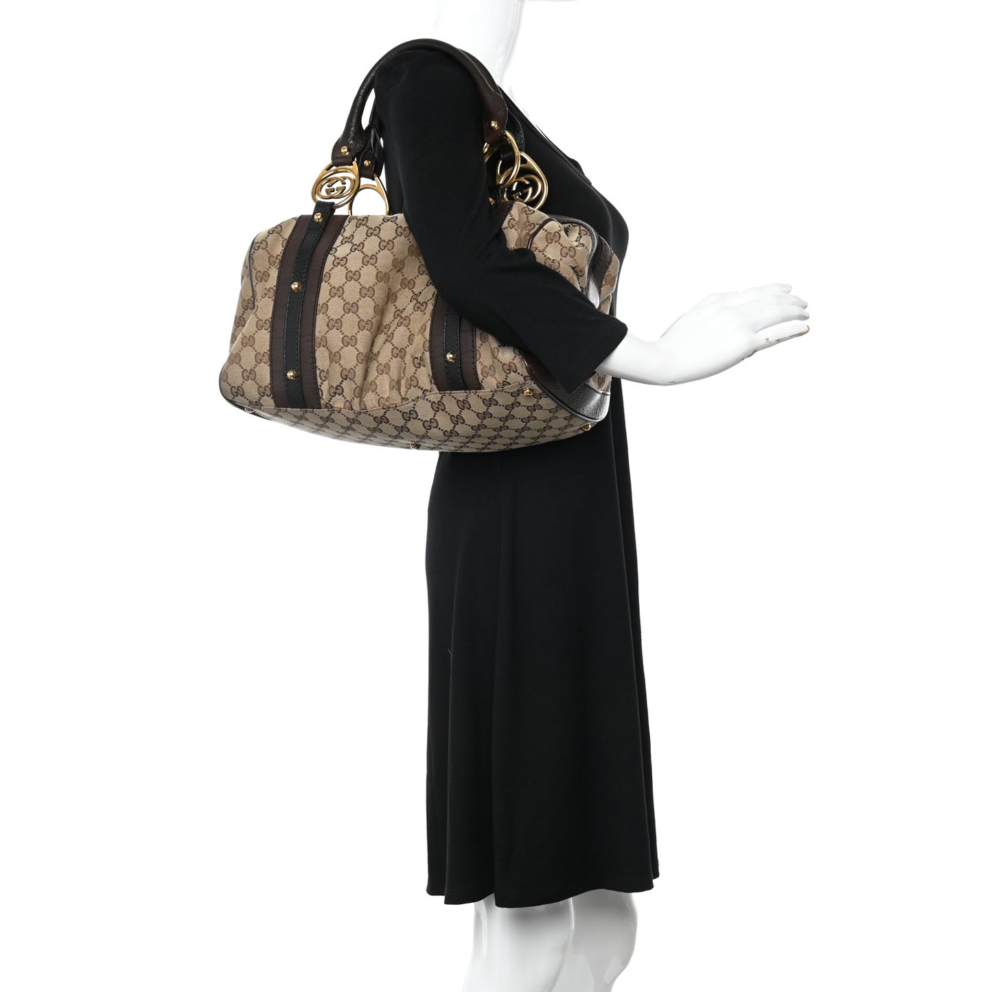 Monogram Medium Interlocking Icon Tote Dark Brown