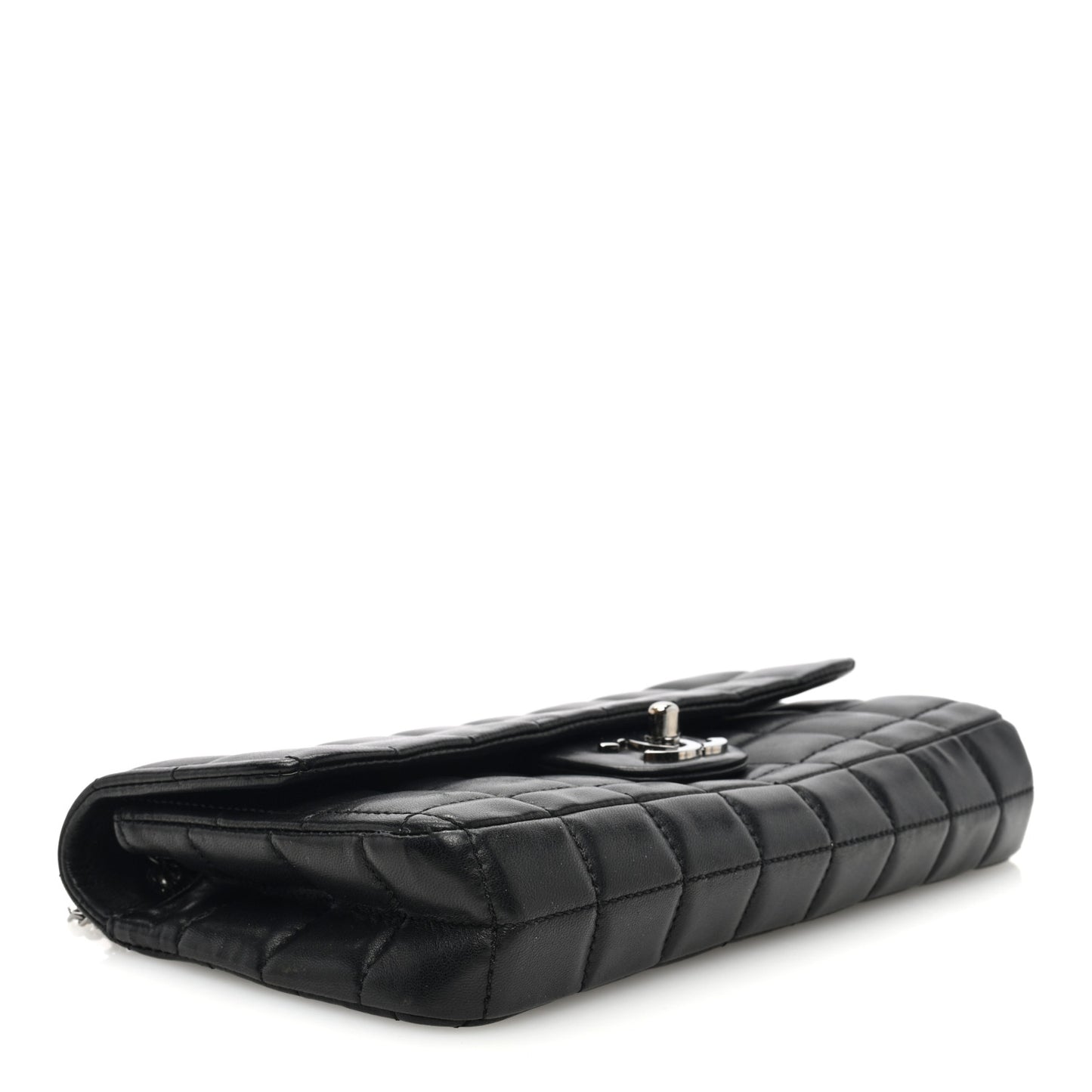 Lambskin East West Chocolate Bar Chain Flap Black