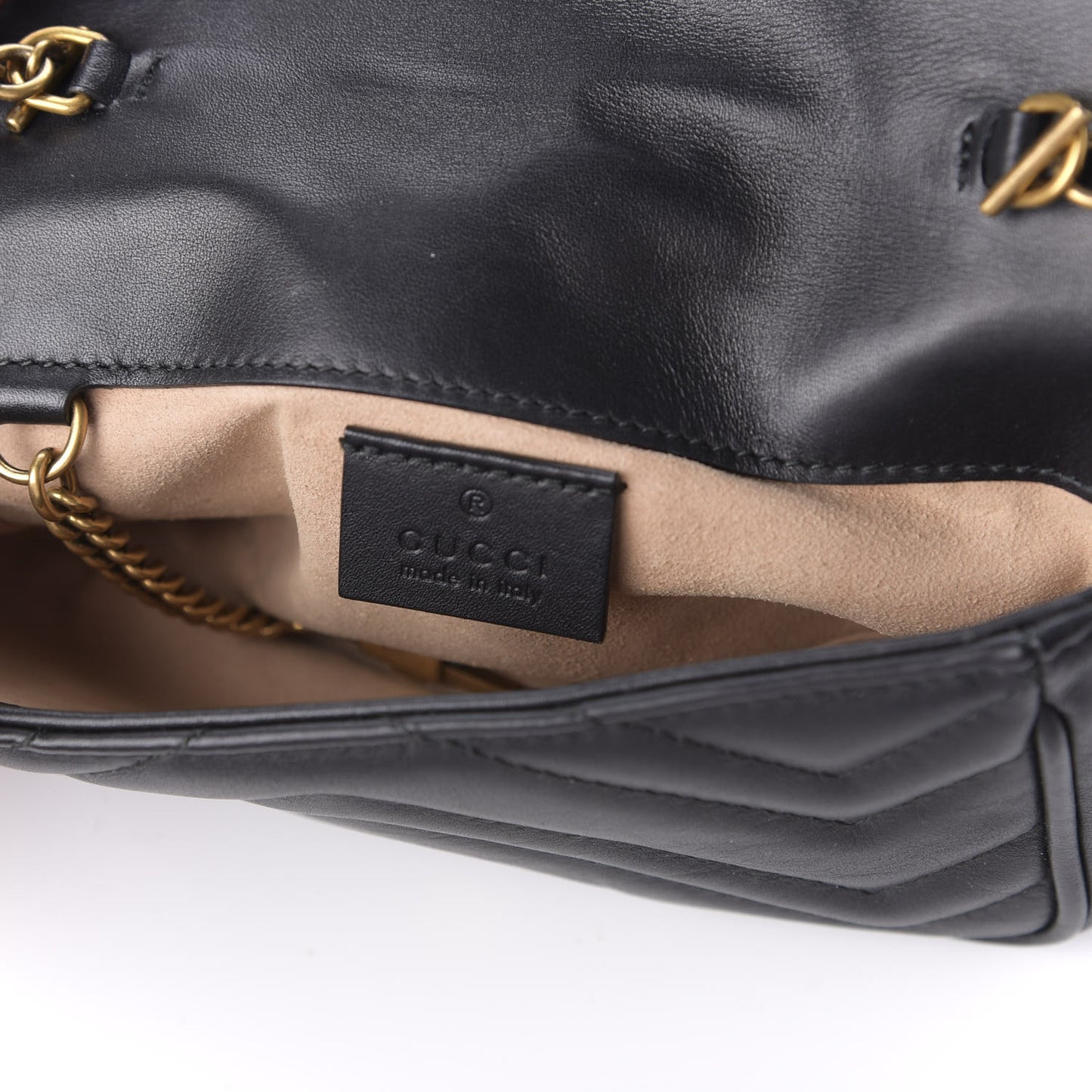 Calfskin Matelasse Super Mini GG Marmont Shoulder Bag Black