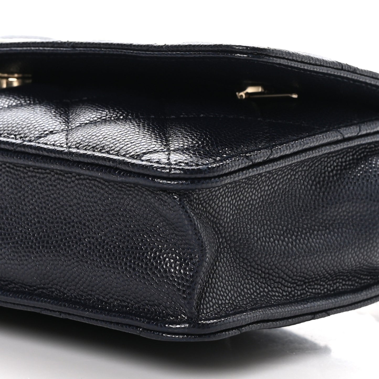 Caviar Quilted Wallet on Chain WOC Navy Blue