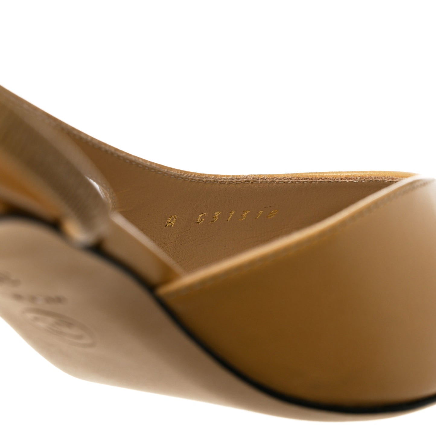 Goatskin Grosgrain Cap Toe CC Slingback Pumps 39.5 Beige Black