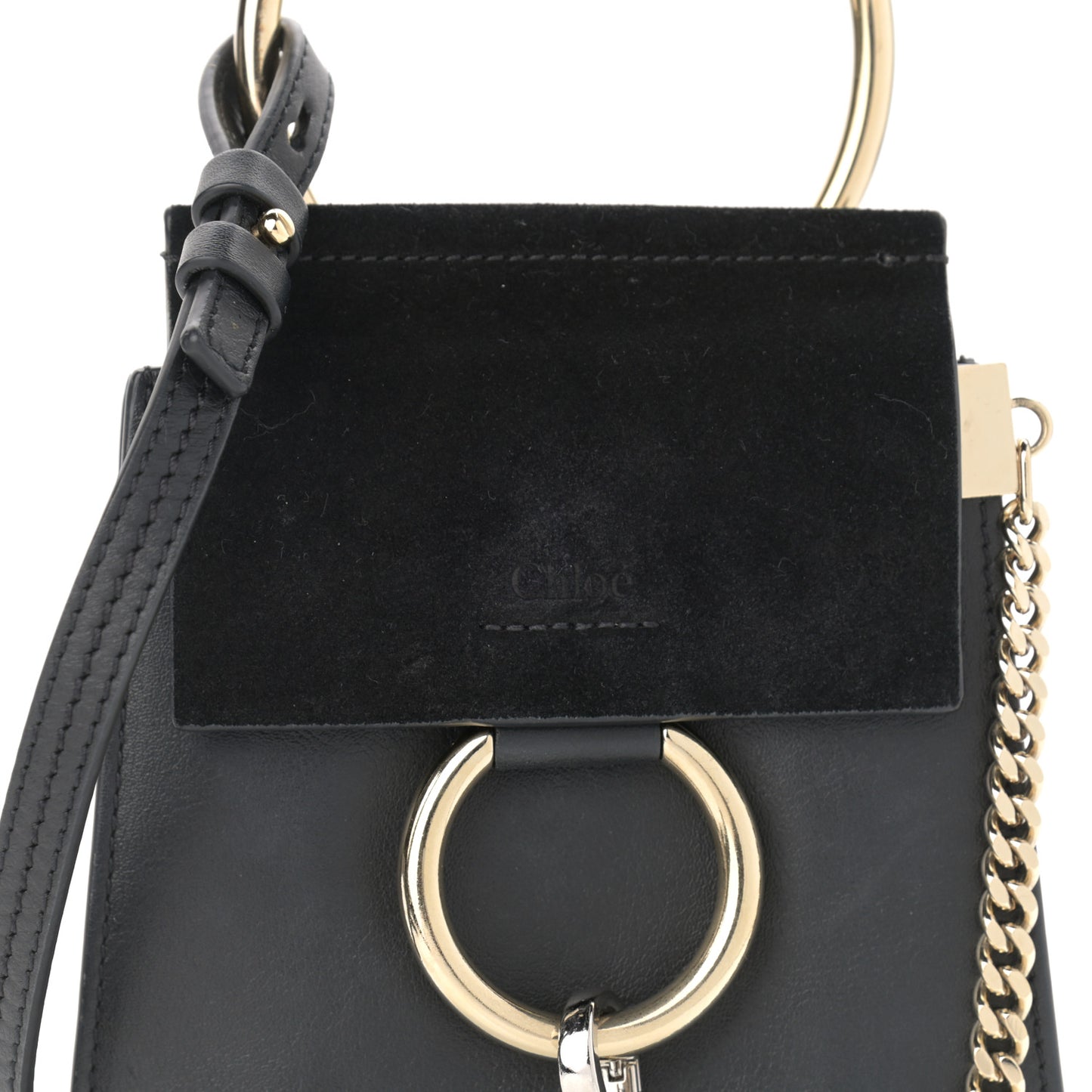 Suede Calfskin Mini Faye Bracelet Bag Black