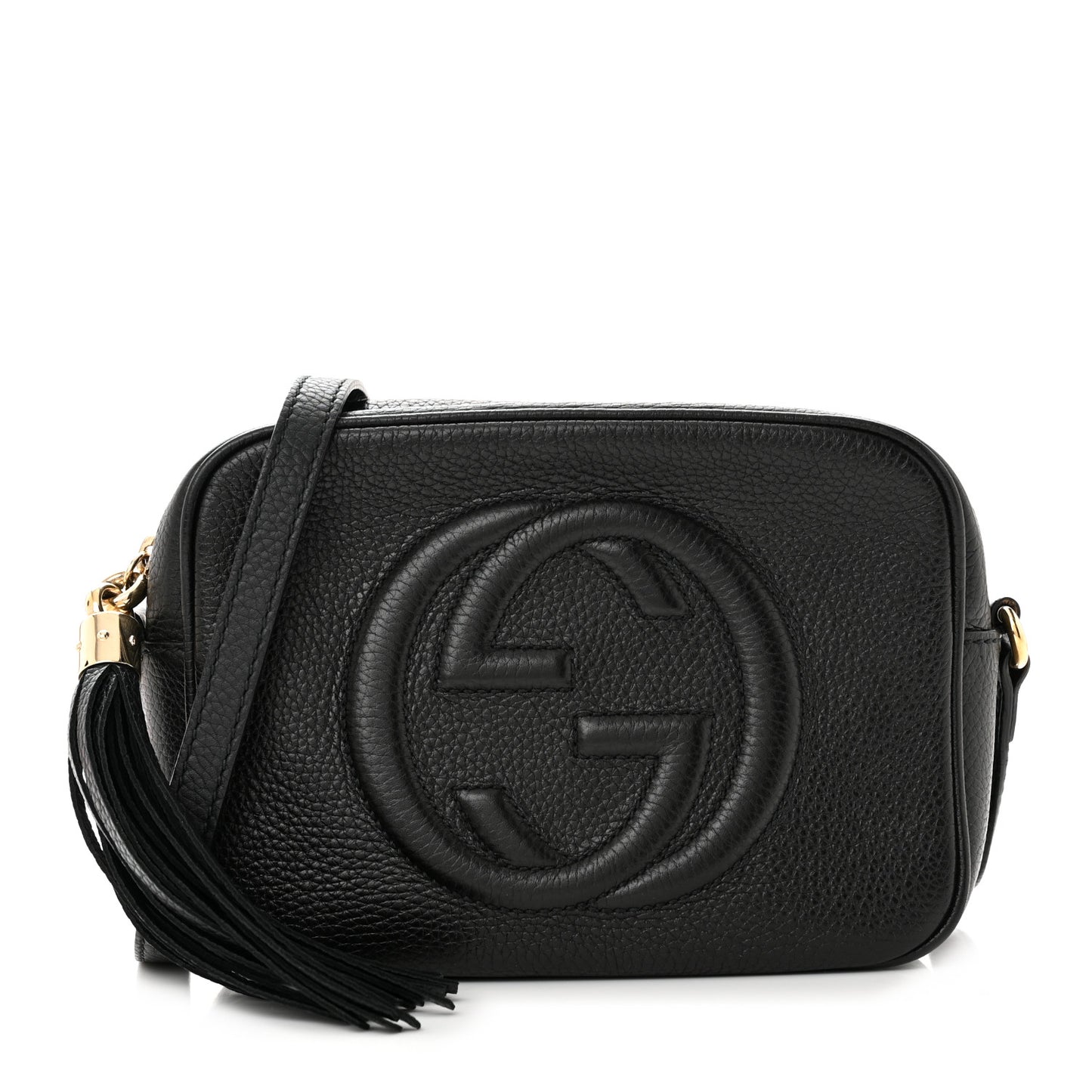 Pebbled Calfskin Small Soho Disco Bag Black