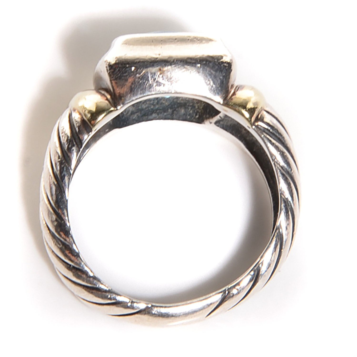 David Yurman Sterling Silver 14K Yellow Gold Blue Topaz 7mm Noblesse Ring 51 5.75 5 of 7