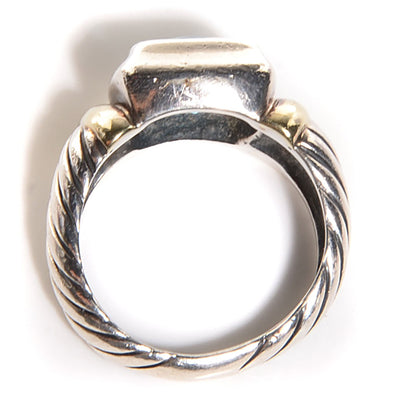 David Yurman Sterling Silver 14K Yellow Gold Blue Topaz 7mm Noblesse Ring 51 5.75 5 of 7