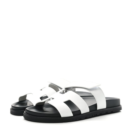 Hermes Calfskin Womens Chypre Sandals 39 White 3 of 9