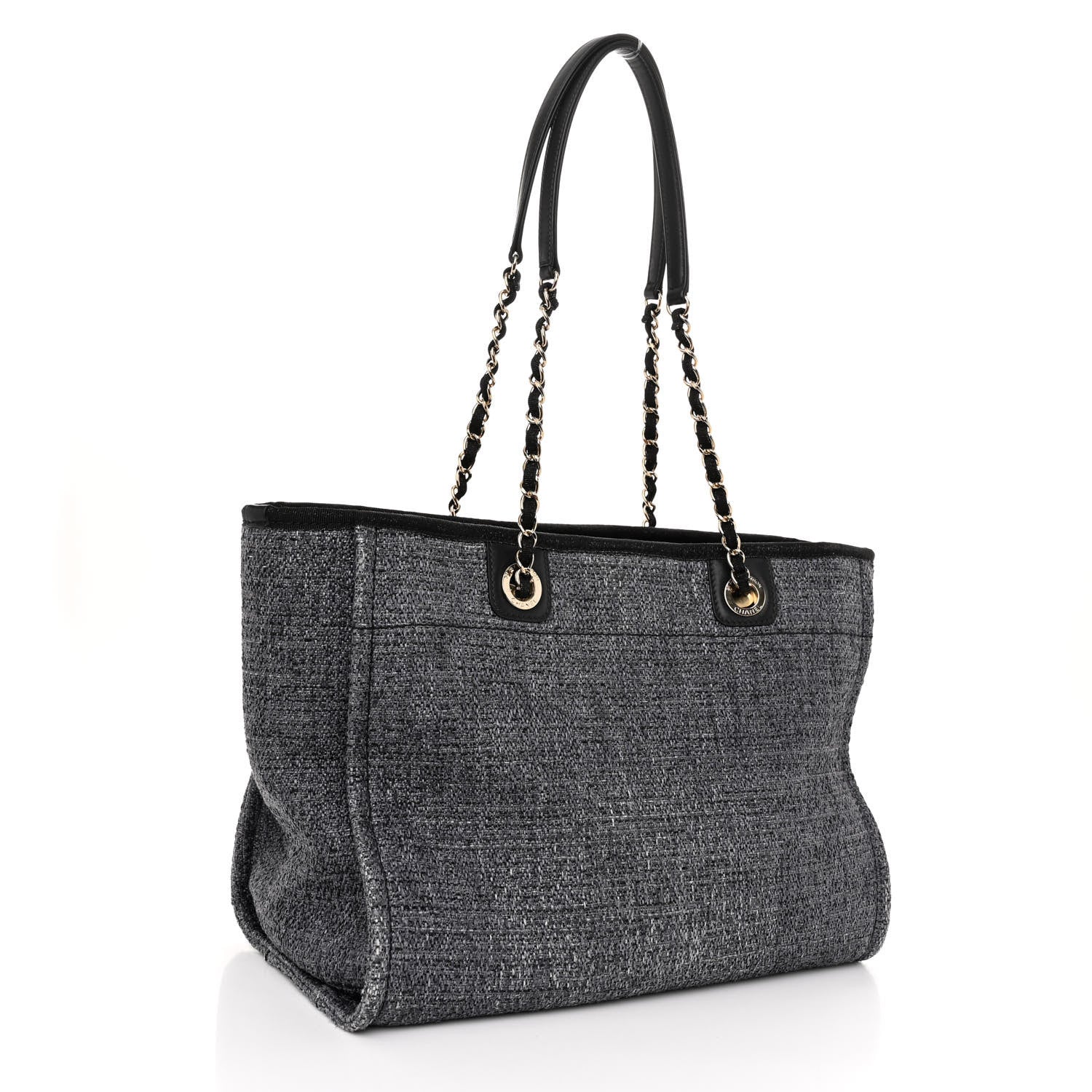 Chanel Lurex Boucle Small Deauville Tote Grey 3 of 9