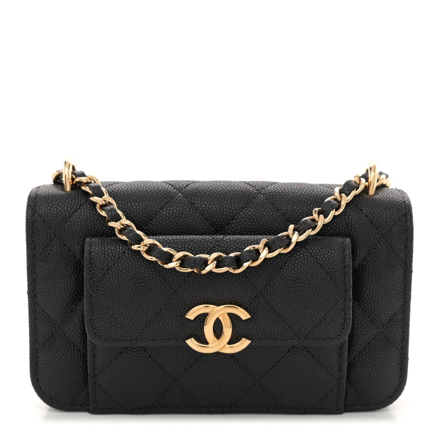 Chanel Caviar Quilted Pocket Twins Clutch With Chain Black 1 of 11