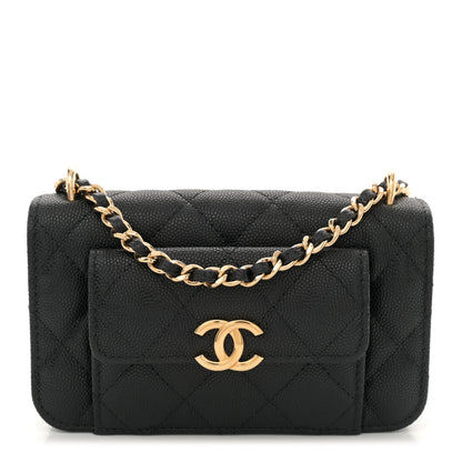 Chanel Caviar Quilted Pocket Twins Clutch With Chain Black 1 of 11