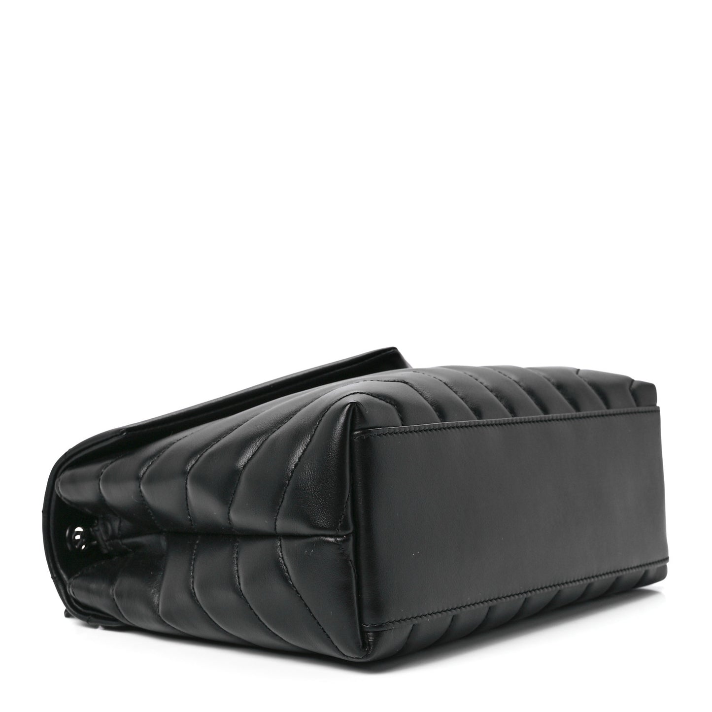 Calfskin Y Quilted Monogram Monochrome Small Loulou Chain Satchel Black